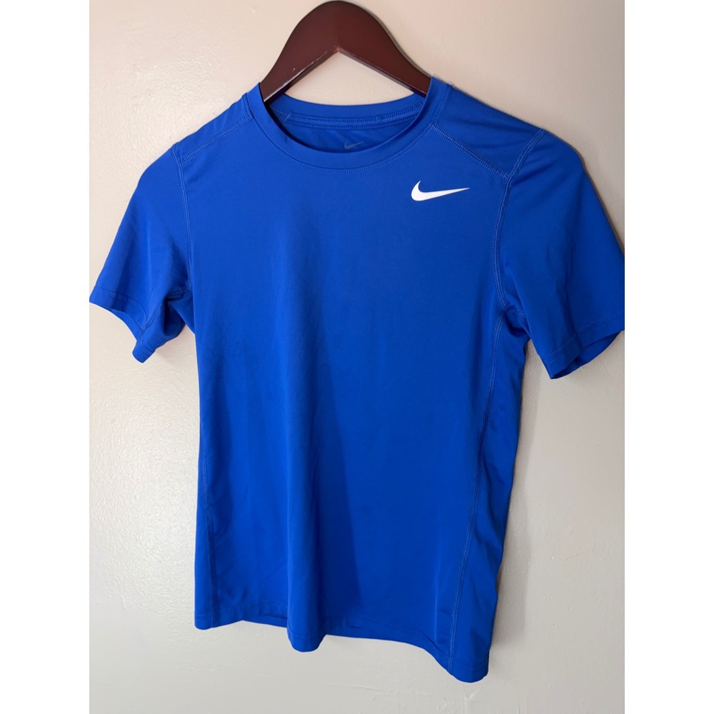 Nike Pro Dri-FIT Boys Short Sleeve Compression Shirt Blue Large L Athletic Top